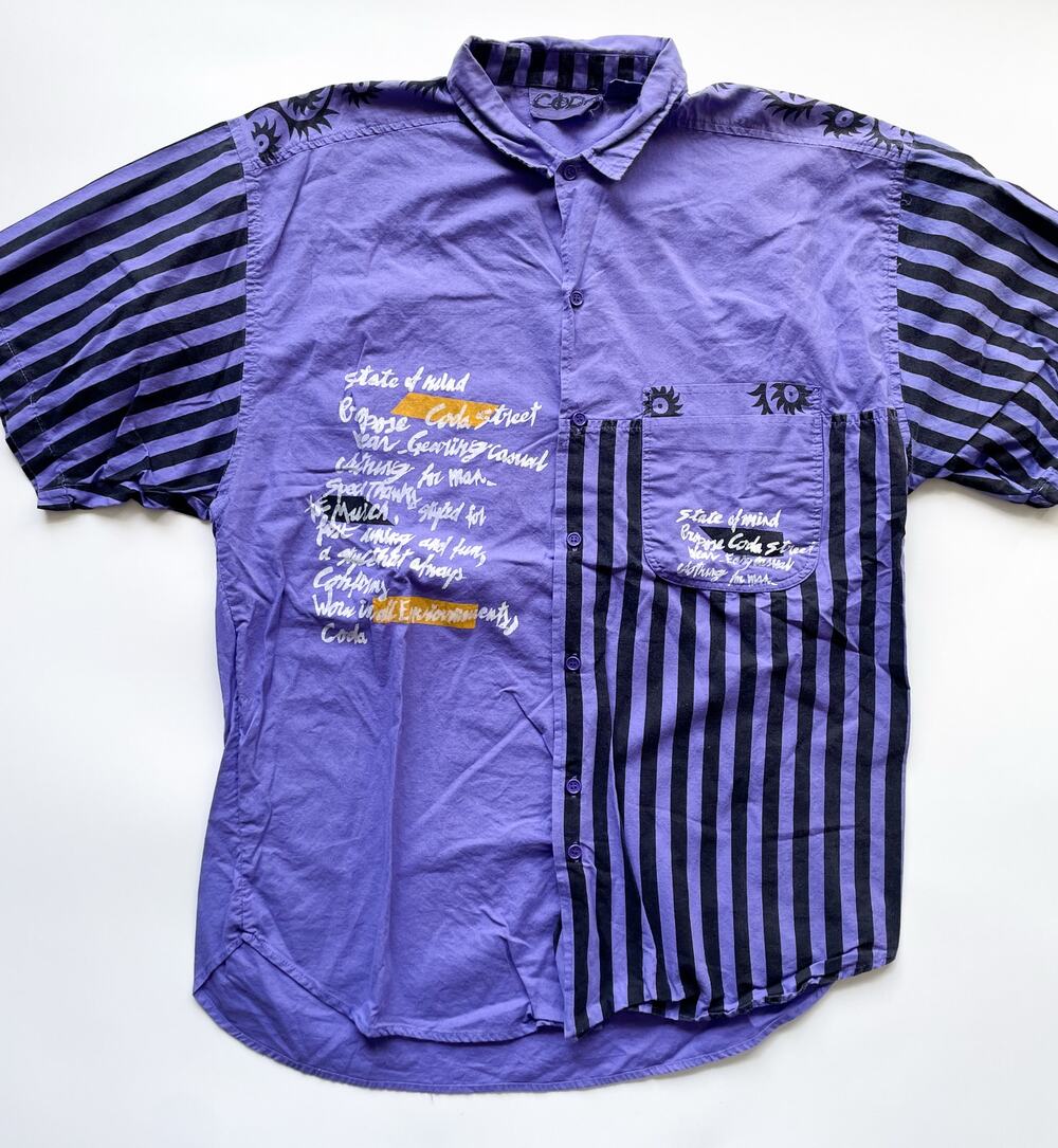 Coda Streetwear Purple and Black Short Sleeve Button Down Size XL Grunge Goth